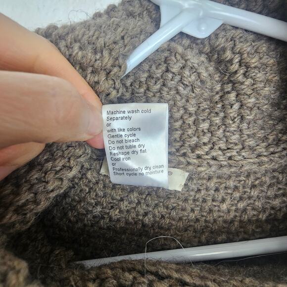 Coco Gio Womens Wool Turtleneck Sweater Poncho OS Chunky Neutral Hygge Rustic - Picture 7 of 8